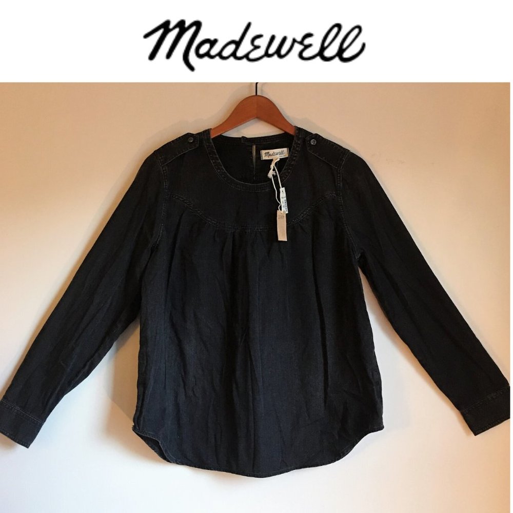 MADEWELL Shirred Denim Popover Top